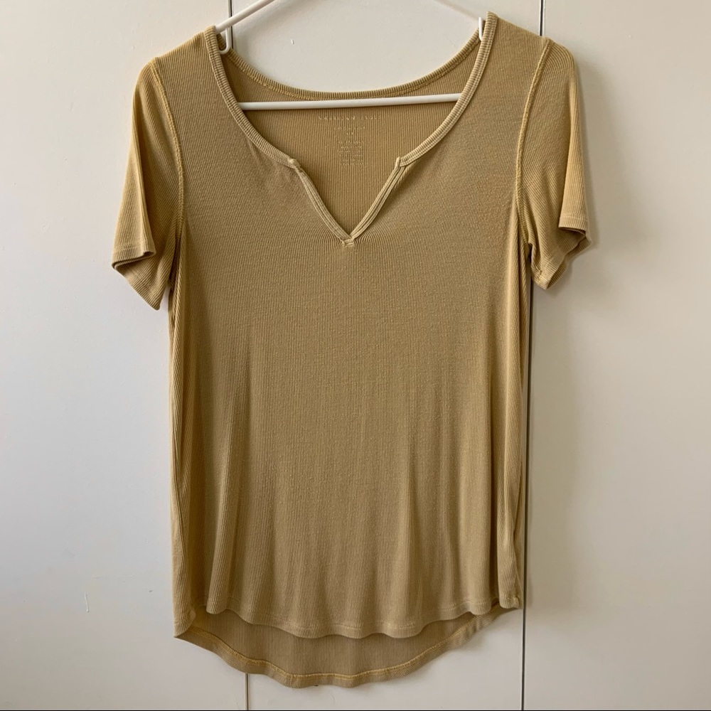 american eagle soft & sexy ribbed notch-neck top